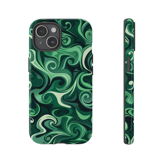 Emerald Swirls telefoonhoesje - iPhone-hoesje, iPhone 15 Pro-hoesje, iPhone 14 Pro Max, iPhone 13, Samsung Galaxy, Google Pixel, mobiele cover, groen